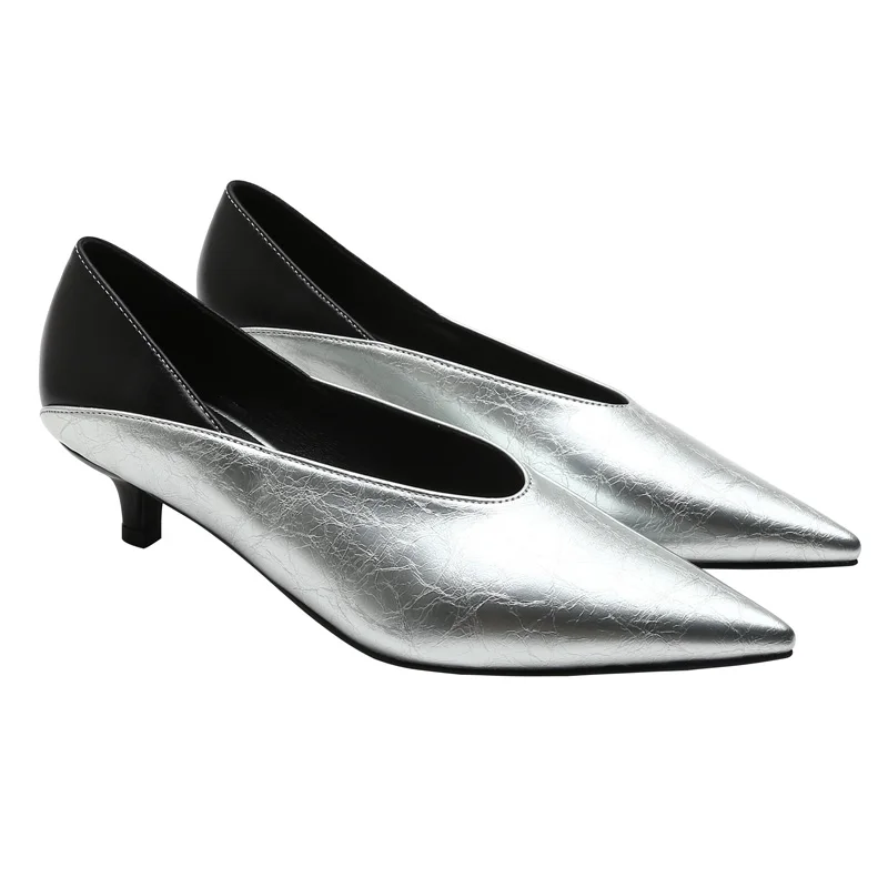 

Xgravity Vintage Evening Shoes Point Toe Dress Shoes Elegant Fashion Women High Heel Pumps Sexy Ladies V Design Party Shoes A133