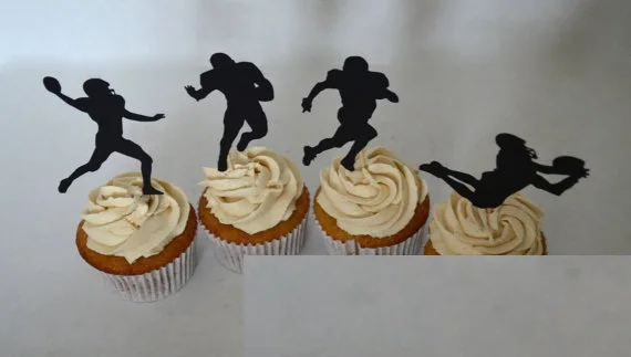 

football game Silhouette Cupcake Toppers sports event Party Picks baby shower wedding birthday toothpicks decor