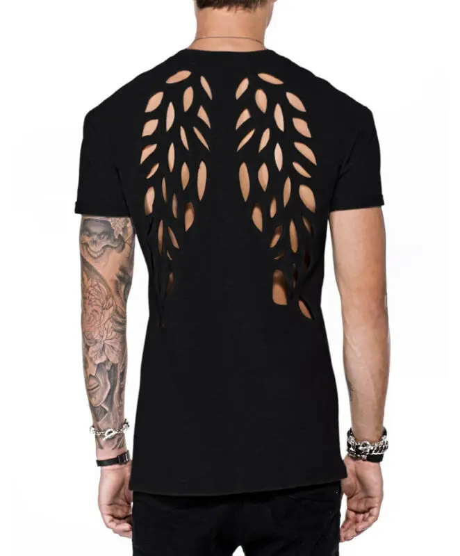 Цветная Футболка с рукавами мужские топы в стиле хип-хоп крыльями | Мужская