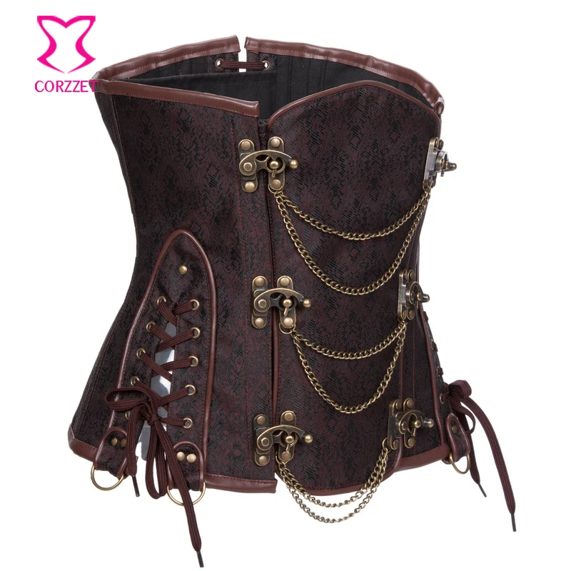 Корсет для талии цепочка в стиле стимпанк кутюрные стальные косточки под грудью