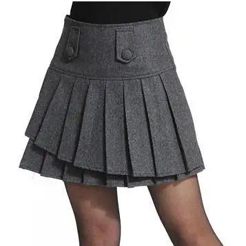 Женская шерстяная двухслойная плиссированная юбка короткая облегающая