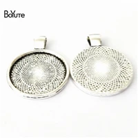 BoYuTe(10 шт./лот) круглый 20-25-30 мм кабошон основа Diy кулон пустой лоток рамка Установка - Цвет: Antique Silver