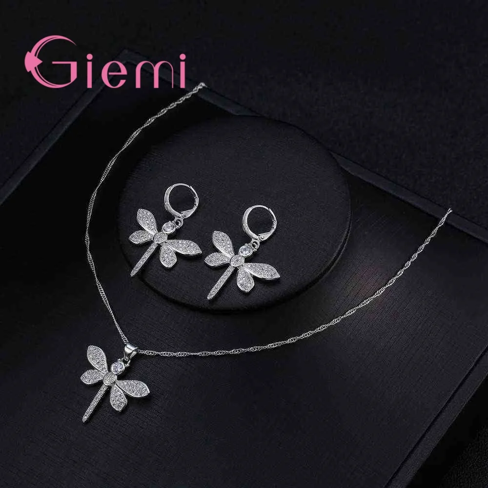 Женское ожерелье из серебра 925 пробы с подвеской в виде стрекозы|set dragonfly|earrings sethoop