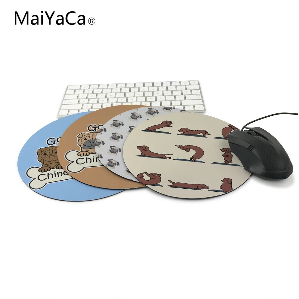 MaiYaCa такса Йога маленький размер круглый коврик для мыши Нескользящий Резиновый коврик высокое качество коврик для мыши дешевая цена