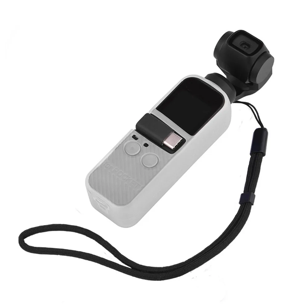 Белый Ручка Gimbal Модный мягкий защитный чехол твердый с ремешком аксессуар анти-потеря камера силиконовый чехол защита от ударов для OSMO Pocket - Цвет: Белый