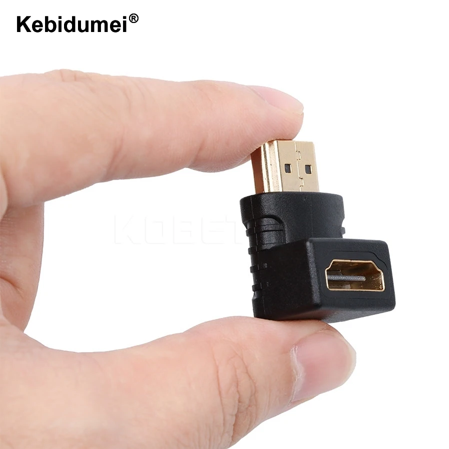 Кабель-адаптер Kebidumei 2018 HDMI папа-мама 90 градусов прямоугольный L-тип (нижняя часть)