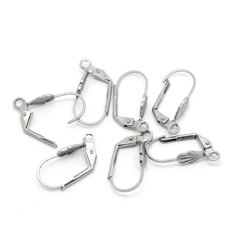 

20Pcs Earring Wire Stainless Steel Boucles d'oreilles Jewelry DIY Making Finding Silver Tone 19x10mm