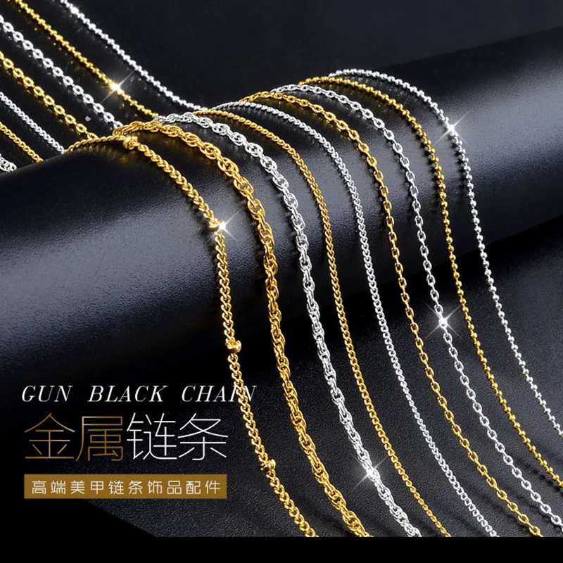 

1 м 3D Золотой Серебряный ноготь цепи сплав ногтей искусство украшения, аксессуары для украшения ногтей, тончайший металлических деталей инс...