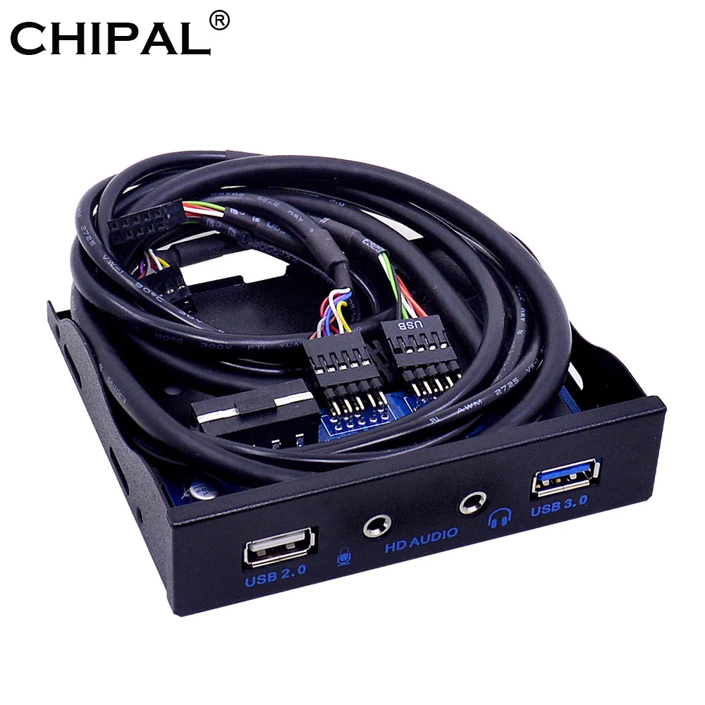 CHIPAL 20 Pin 4 порта USB 3,0 Передняя панель USB 2,0 концентратор HD аудио 3,5 мм разъем для наушников интерфейс микрофона для ПК рабочего стола 3," флоппи-отсек