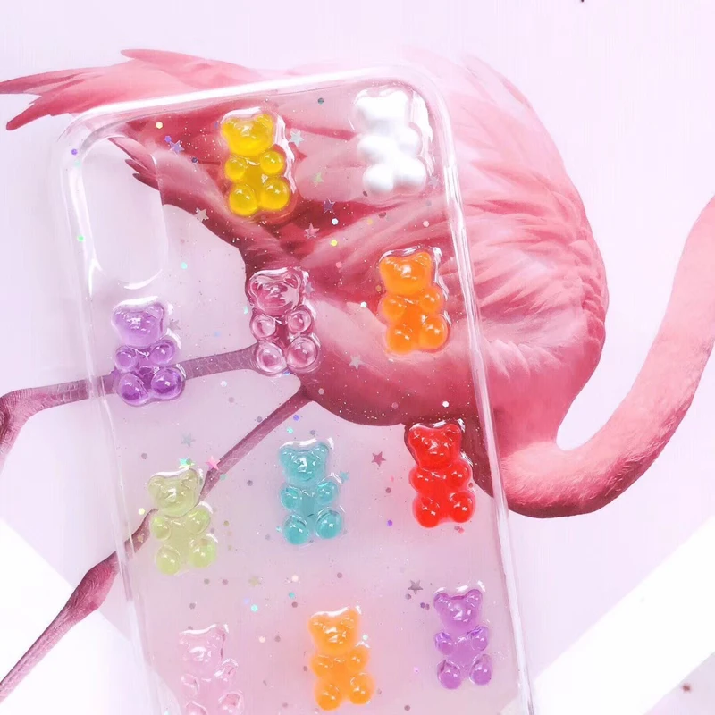 Для iPhone X чехол 3D Gummy Bear карамельный цвет мягкий s для 6 6S 7 8 Plus XS Max XR Xs Блестящий ТПУ