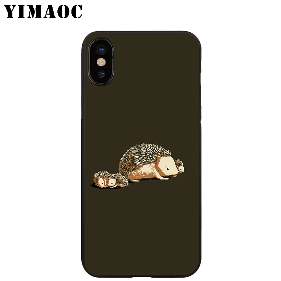 YIMAOC Ёжик Симпатичные из мягкого ТПУ Черный силиконовый чехол для iPhone X или 10 8 7 6 6S