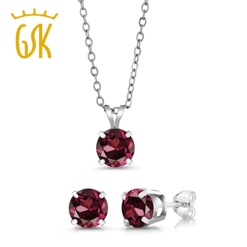 Классические женские ювелирные изделия 3.00 ct 6 мм красного родолит Гранат 925