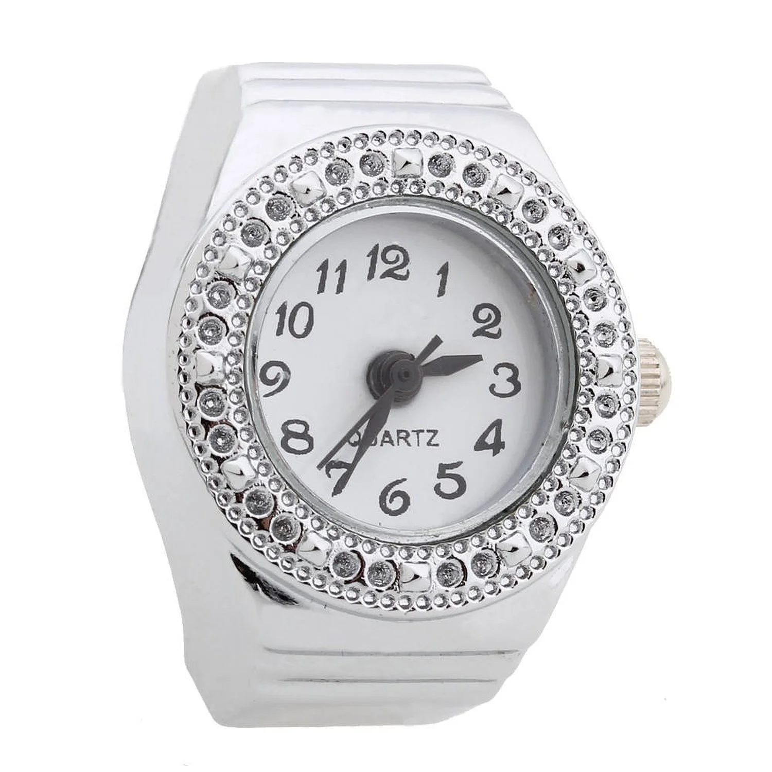 

YCYS-Ring Watch Quartz Silver Alloy Round Sphere for Women Dame