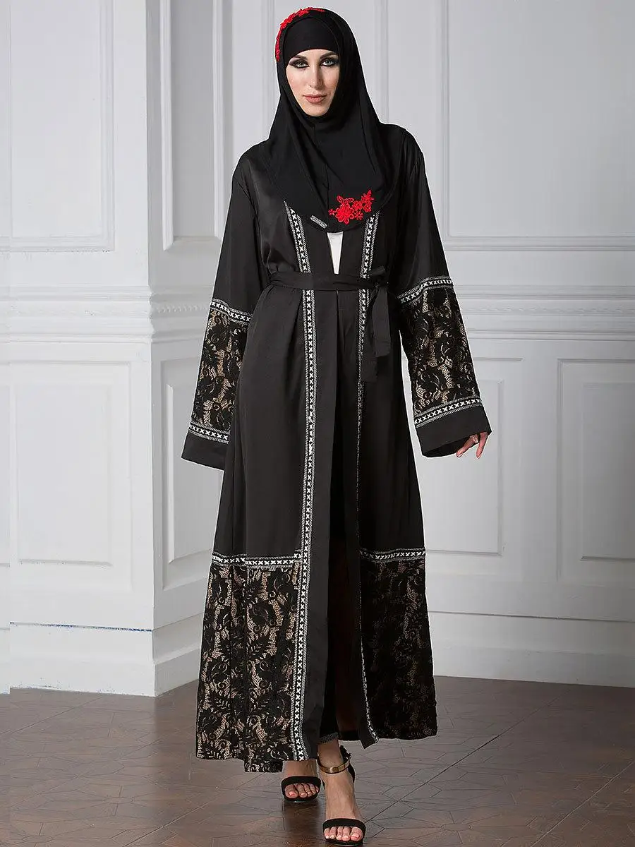 Abaya Дубайский мусульманский женский кимоно кафтан открытый передний кардиган