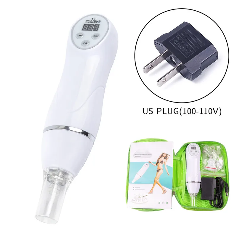 US plug No Box 6 наконечников уход за лицом устройство красоты кожи Алмазная дермабразия Угри очиститель пилинг машина уход массаж микродермабразия - Цвет: US plug No Box