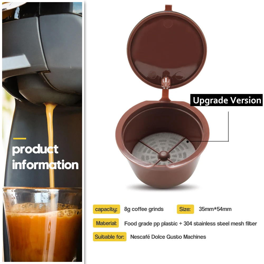 3 шт. многоразовая пустая Обновление версии Dolce Gusto Кофе капсулы многоразового использования, густос корзины 4th-Gen эспрессо Кофе чайник