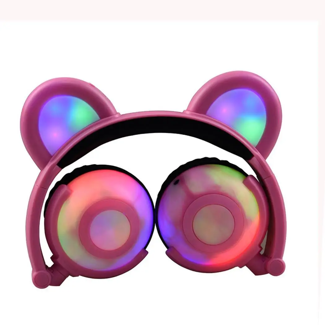 Детские проводные наушники с ушками медведя 3 5 мм складные регулируемые