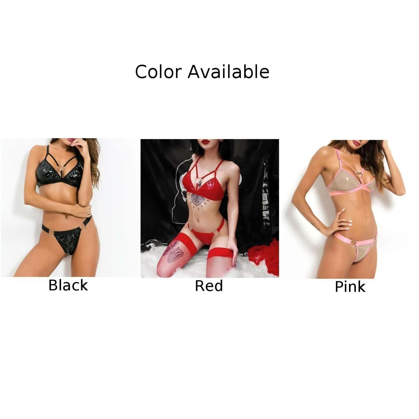 Для женщин ПВХ белье из искусственной кожи одежда для сна бюстгальтер набор