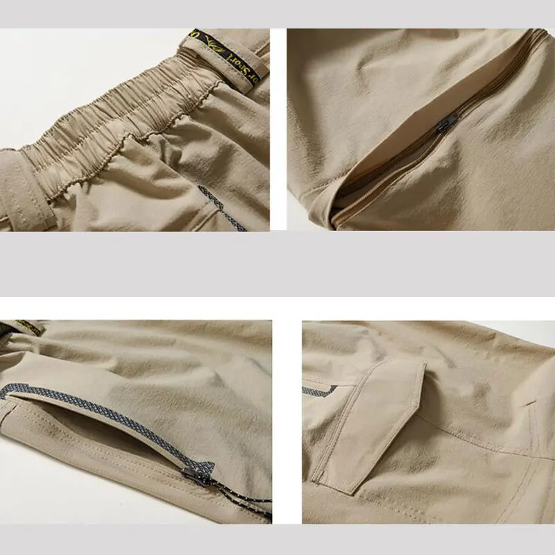 

Men plus fertilizer to increase detachable two pants elastic quick-drying pants night reflection outdoor hiking travel trousers