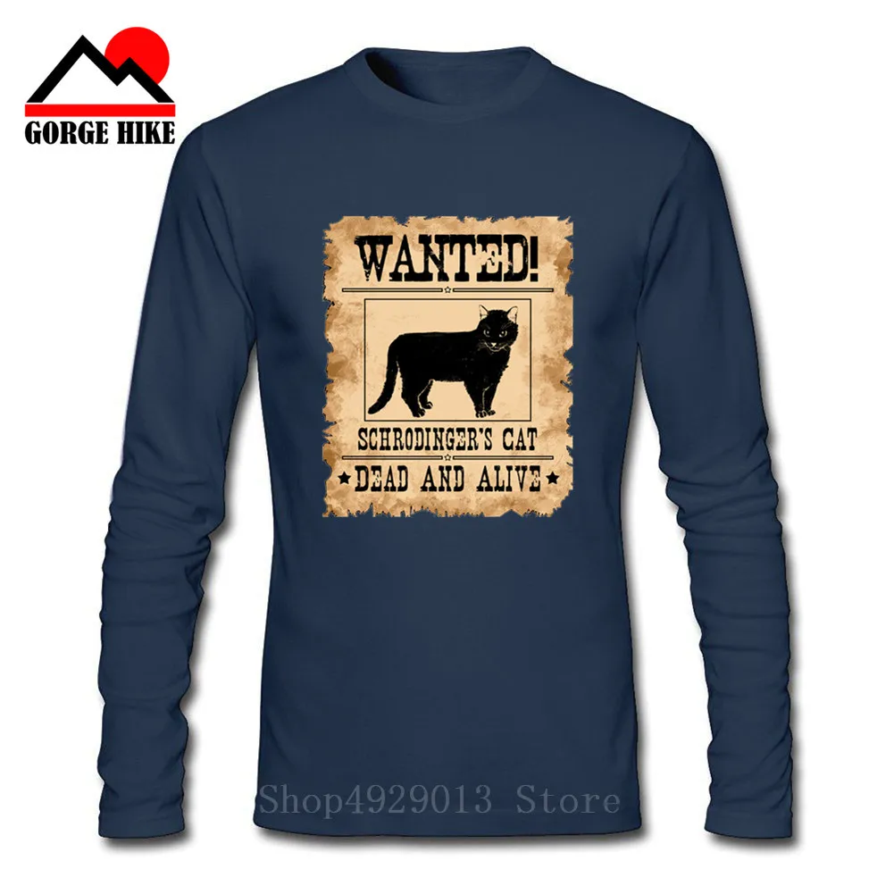 Черная футболка с длинными рукавами забавная надписью Science Schrodinger's Cat Dead Or Alive