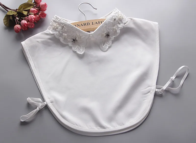 Осенне-зимняя рубашка в Корейском стиле голубая белая с вышитым фарфором круглым