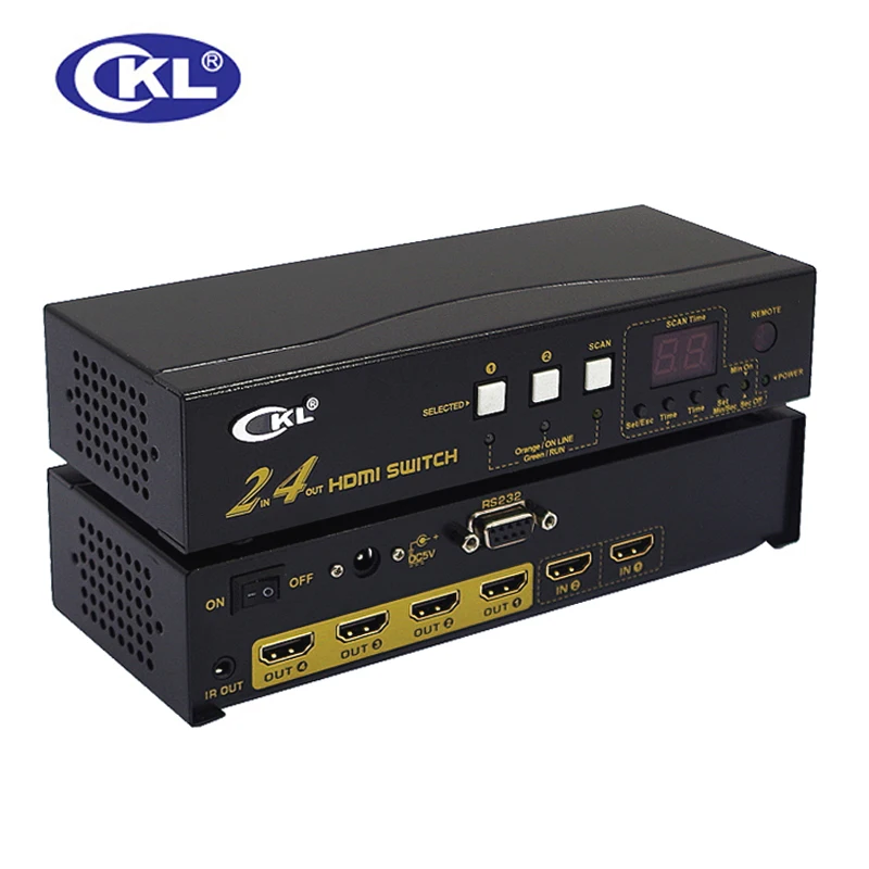 10 шт./лот CKL 224H высокое качество 2 в 4 Выход HDMI переключатель разделитель поддержка