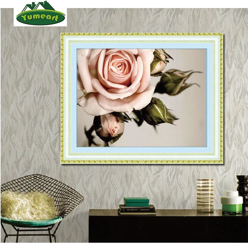 Алмазная вышивка своими руками крестиком розовой розы 40*30 алмазная ручной работы