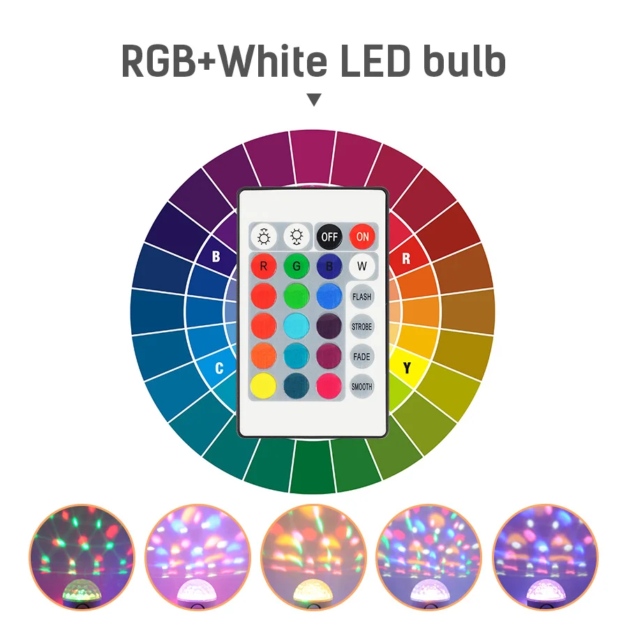 Bluetooth пульт дистанционного управления E27 диско шар лампочки AC110 265V LED RGB + белая