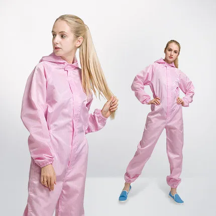 pink Рабочая одежда для женщин Антистатическая Чистая с капюшоном Пыленепроницаемая одежда спрей краска в целом моющаяся мастерская защитная одежда - Цвет: pink