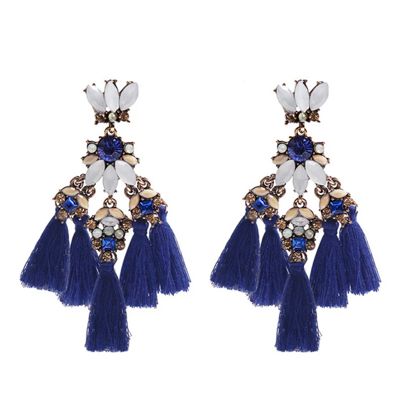 AE-CANFLY Vintage Rhinestone Tassel Earrings Women Long Dangle Drop Brincos For Party Gift | Украшения и аксессуары