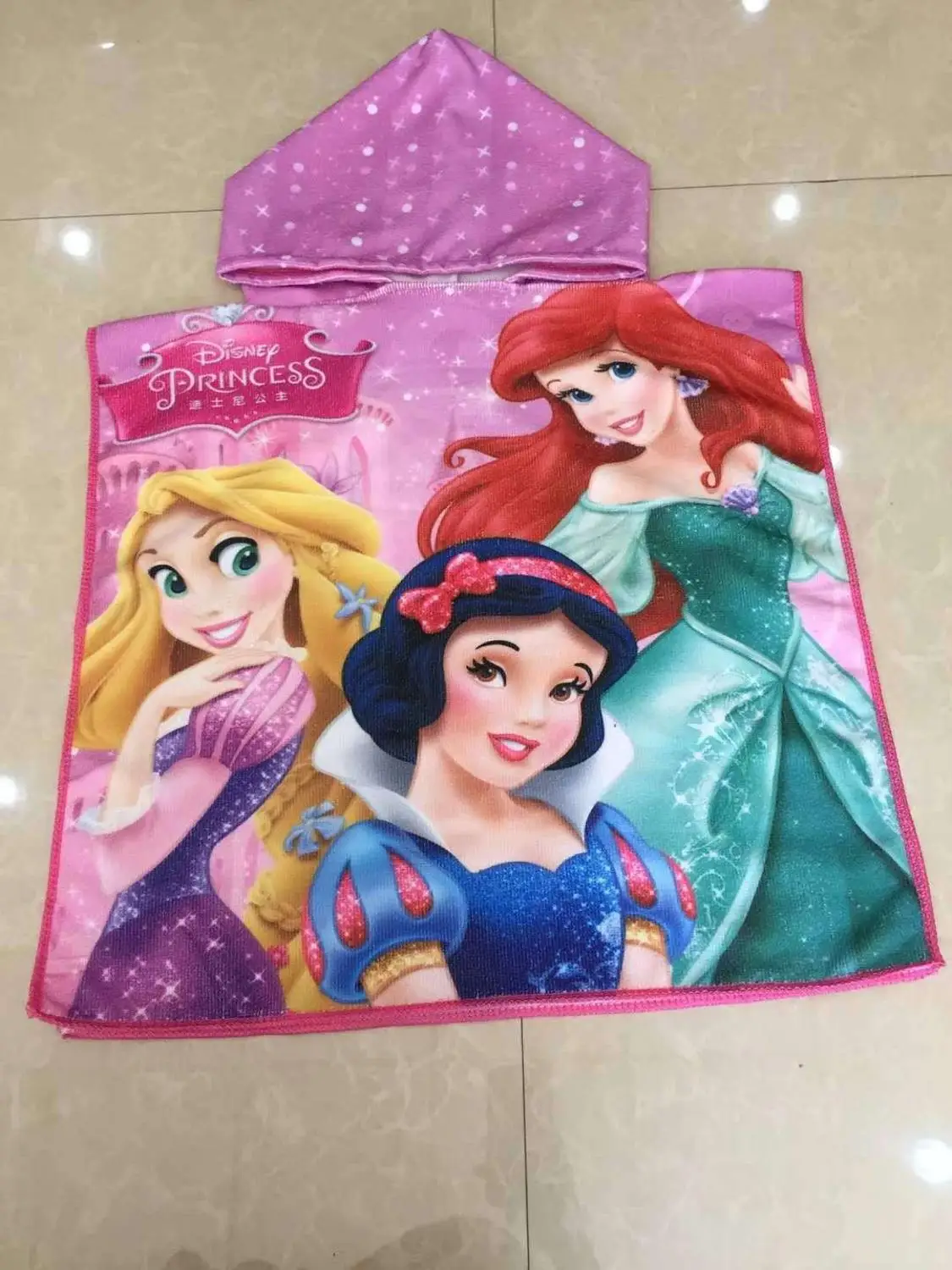 Disney «Холодное сердце»; сезон лето детские с капюшоном банное полотенце для пляжа Полотенца s черные чехлы для мобильных телефонов с Микки и Минни Для мальчиков и девочек Плащ хлопковый банный халат с рисунками с героями мультфильмов, Халат - Цвет: Princess