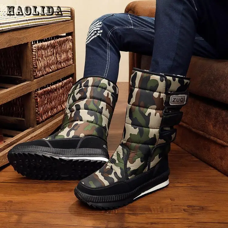 2017 г. Зимняя теплая Мужская Утепленная водонепроницаемая обувь на платформе