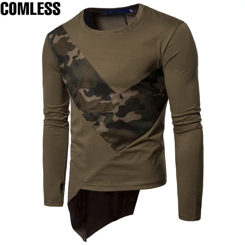 Мужская камуфляжная футболка с длинным рукавом в стиле хип хоп|tee shirt men|men hip hopmen hop