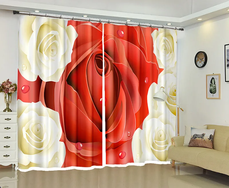 Rose Curtains for bedroom Luxury Blackout 3D window Curtain Living Room Home Decor Cortina Drapes Rideaux Customized pillowcase | Дом и сад