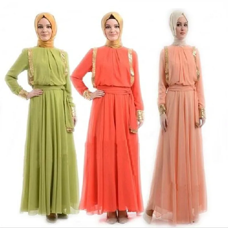 Поддельные 2 шт. турецкие мусульманские платья повседневные женские длинные