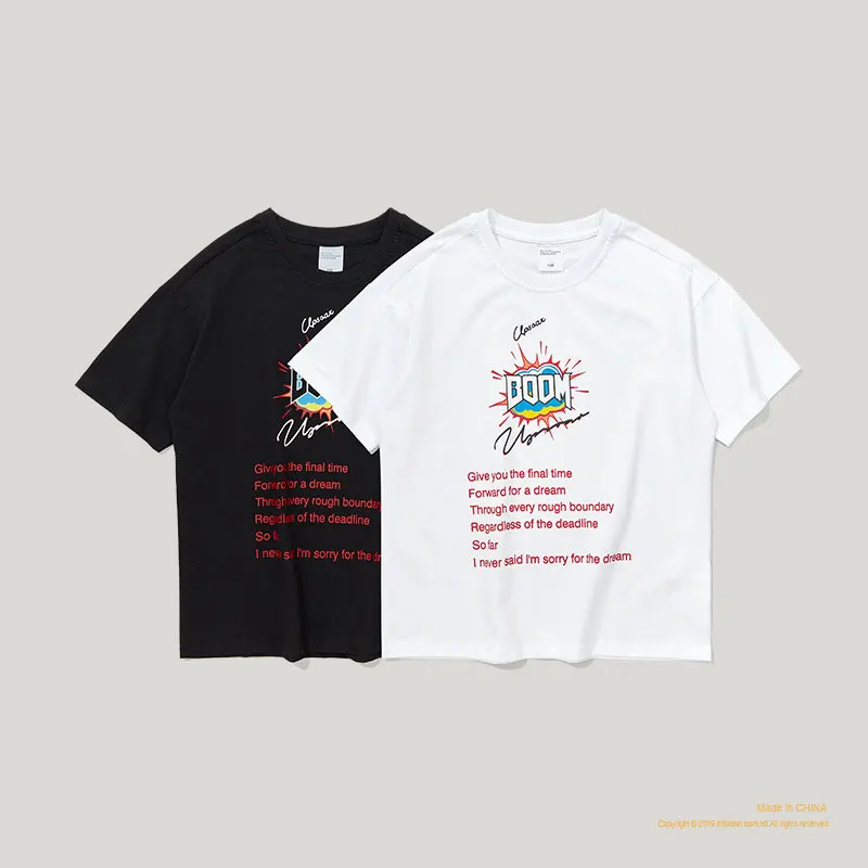 Бренд T shirt2019 новые летние INS Письмо печати Мальчик Short Oversize футболка с рукавами