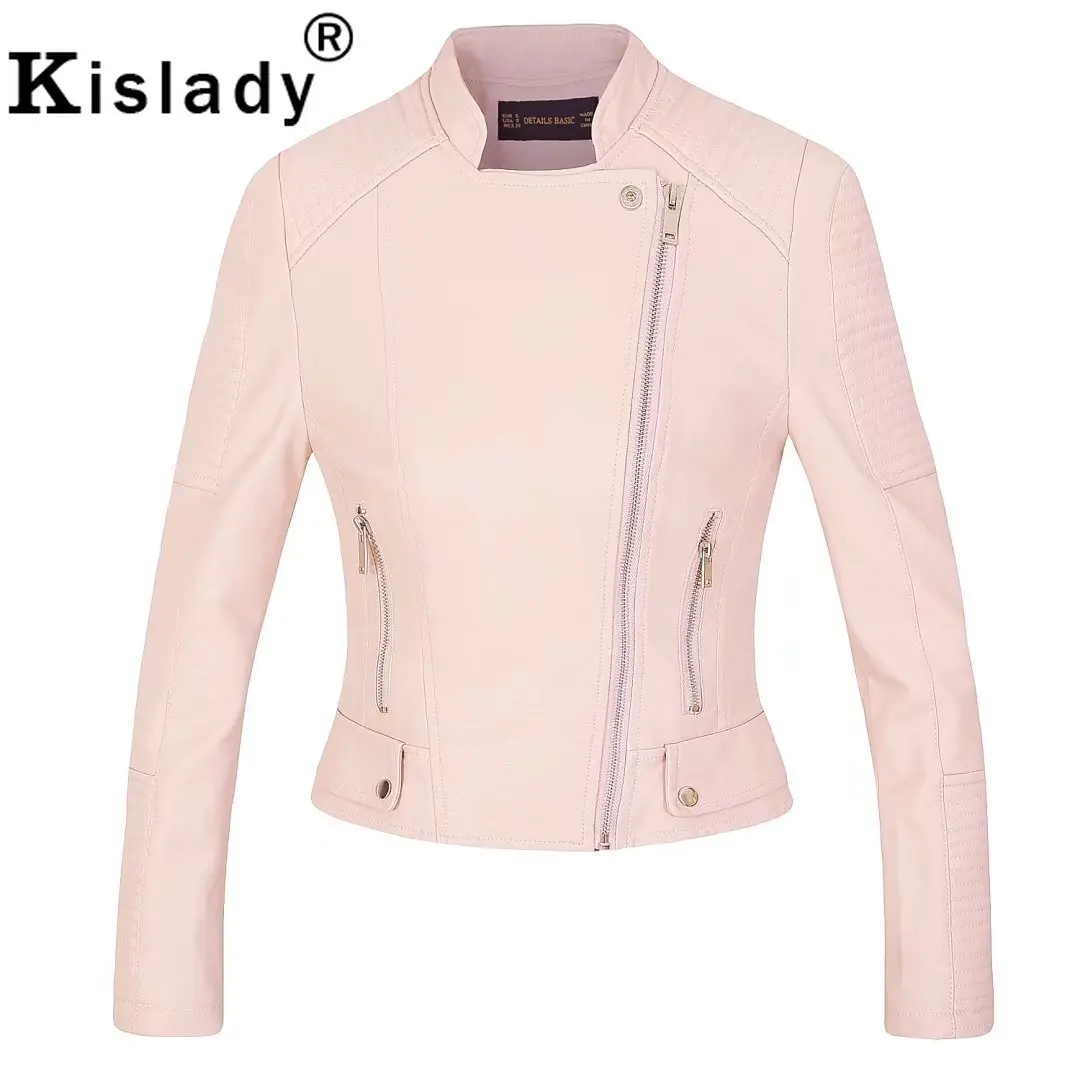 Женская короткая байкерская куртка из искусственной кожи ярко серая винно