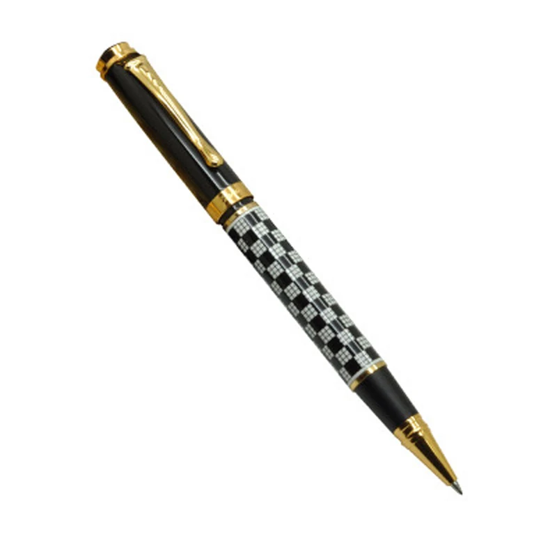 Jinhao 500 Chessboard, Ручка-роллер, Роскошная золотая шариковая ручка с зажимом 0,7 мм, черные металлические ручки-роллеры