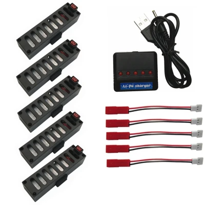 3,7 V 600mAh литий-ионная аккумуляторная батарея для JY018 GW018 Eachine Wi-Fi для квадрокоптера дрона с дистанционным управлением запасные части для jy018 батарея с 5 в 1 взаимный обмен данными между компьютером и периферийными устройствами Зарядное устройство - Цвет: Цвет: желтый