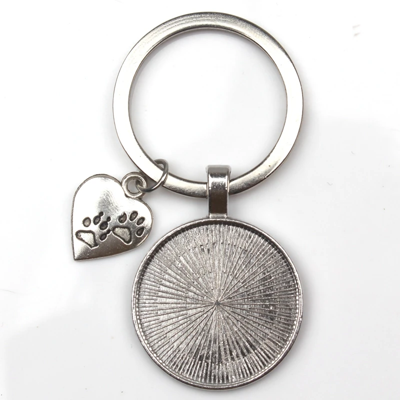 Модный брелок с милым принтом лапы животных кошка собака я люблю стеклянную