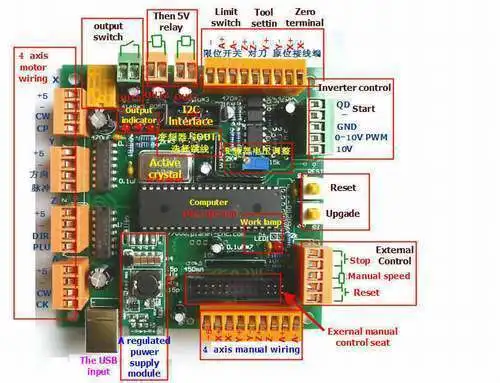 4 осевая интерфейсная плата контроллера USB CNC CNCUSB MK1 запасная 3D принтера MACH3 для