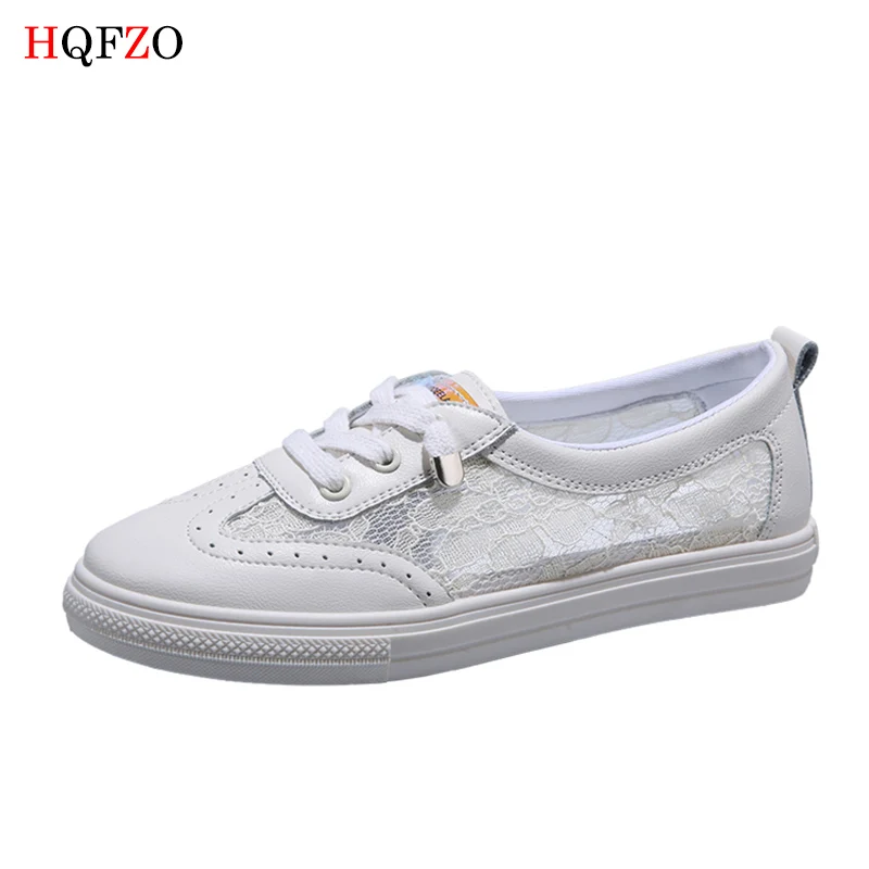HQFZO/низкие белые кроссовки; женская Вулканизированная обувь; tenis feminino; повседневная женская обувь; женская дышащая Летняя обувь на плоской подошве; Mujer - Цвет: creamy white