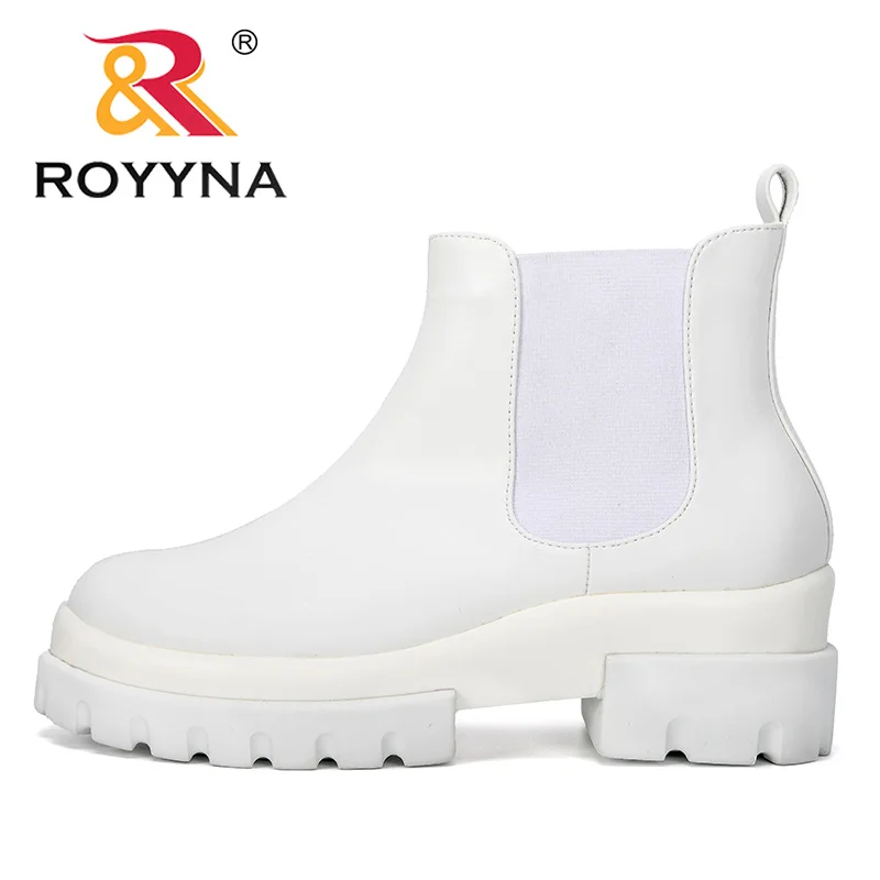 ROYYNA 2019 новые модные женские сапоги на толстом каблуке платформе из микрофибры
