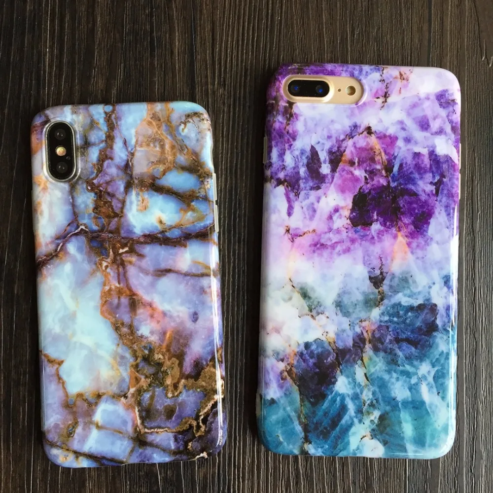 Kerzzil For iPhone X 7 6 6S 8 Case Glossy Marble Stone Pattern Soft Silicone Cases Plus Cover Capa |