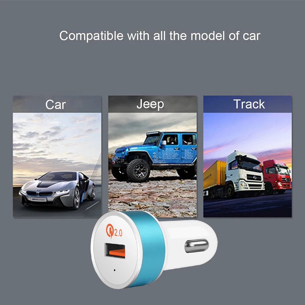 Lamyik USB Автомобильное Зарядное Устройство QC2.0 СВЕТОДИОДНЫЙ дисплей Прикуривателя
