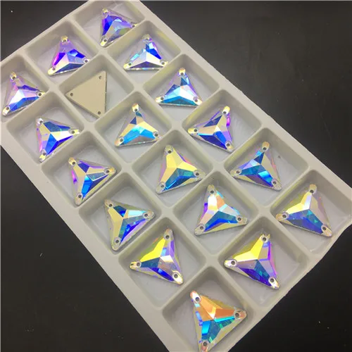 crystal ab TopStone K9 стекло кристалл 16 мм треугольник пришить Камень плоской задней части шитье бисера Ювелирных изделий смешать больше цветов - Цвет: crystal ab