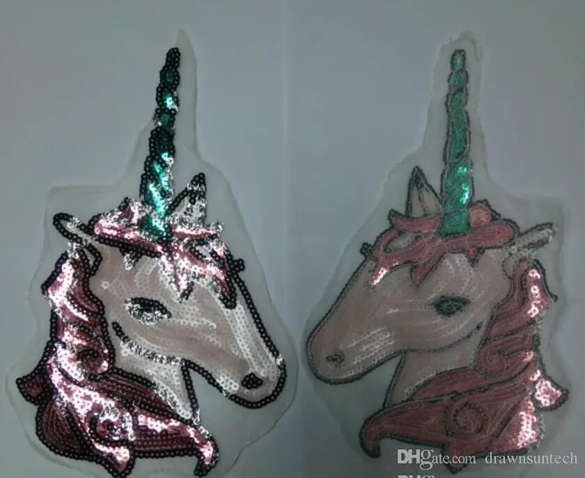 2017 Unicorn Horse Large Cloth Paste Patch Sequins For Clothes Tshirt Dress Size 16x28cm 10pcs/lot In Stock | Дом и сад
