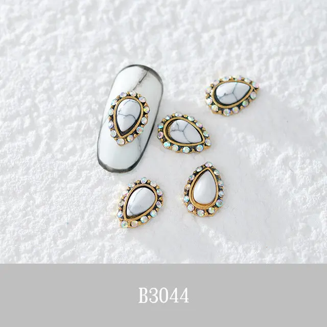 B3044 20 шт./лот, овальные/капли/сердце, Мраморная текстура, 3D сплав, стразы для дизайна ногтей, металлические маникюрные аксессуары для ногтей, DIY украшения ногтей, подвески - Цвет: B3044