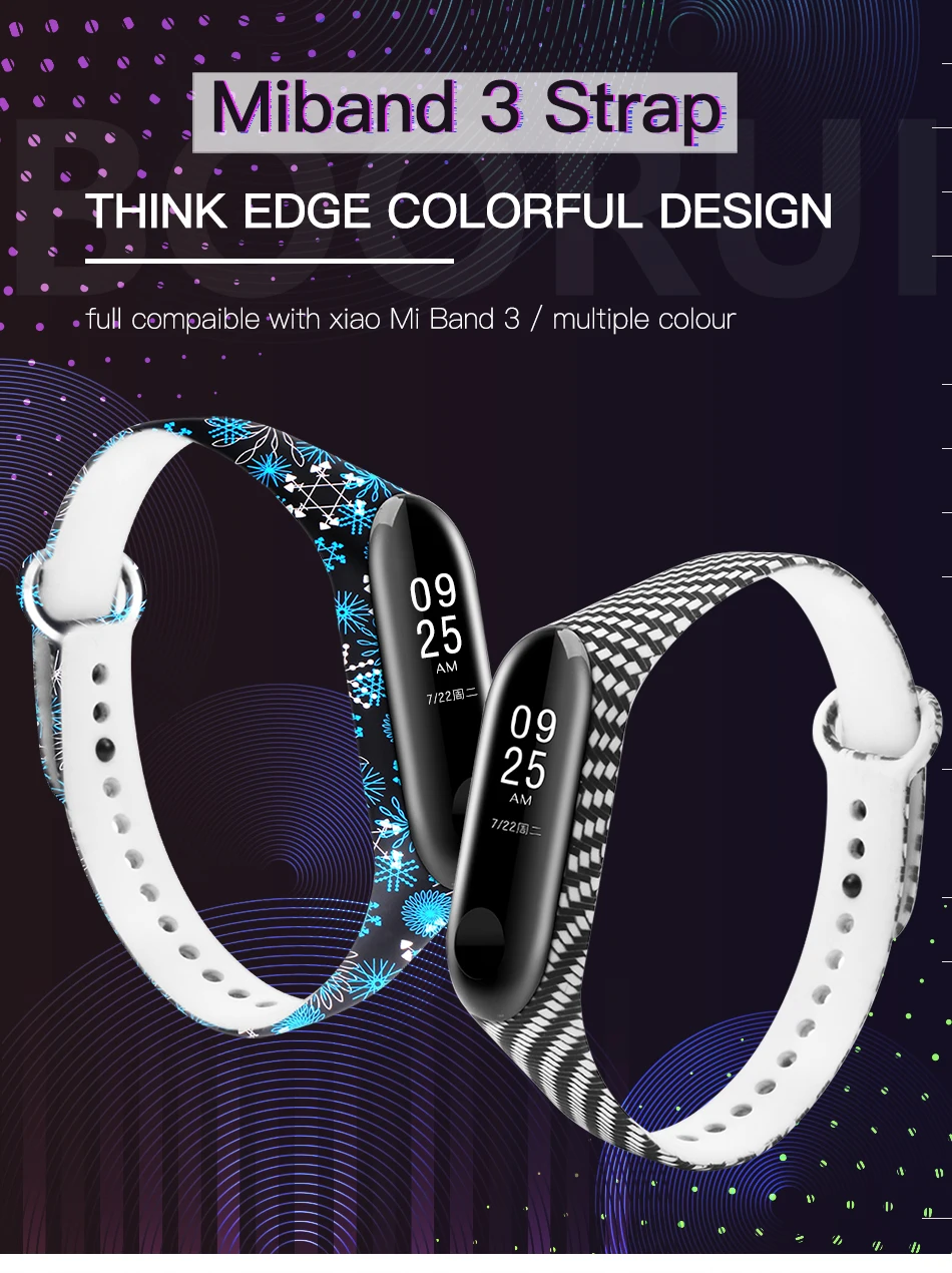 BOORUI mi band, 3 ремешка, силиконовый браслет с разнообразными цветами, браслет mi band, 3 ремешка, модный спортивный ремешок для xiaomi mi3