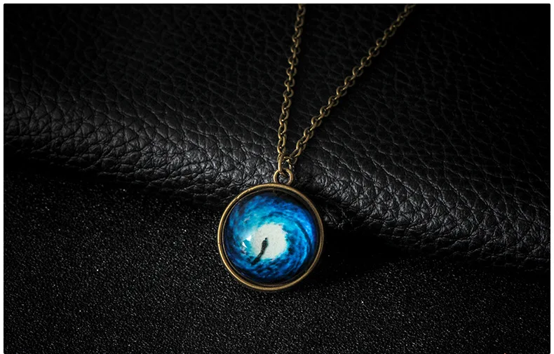 YWHL discount Store Fashion lovers galaxy nebula double-sided glass ball pendant necklace | Украшения и аксессуары
